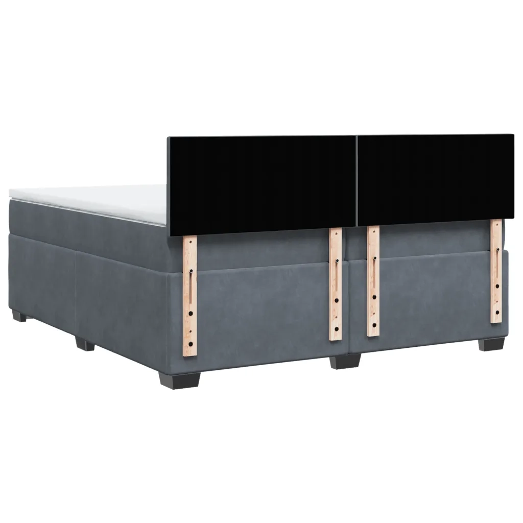Giroletto a Molle con Materasso Grigio Scuro 200x200 cm Velluto 3286397