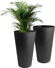 Due vasi ornamentali in plastica per interni ed esterni - 2 pezzi - per balcone e terrazza - 30 cm - colore nero