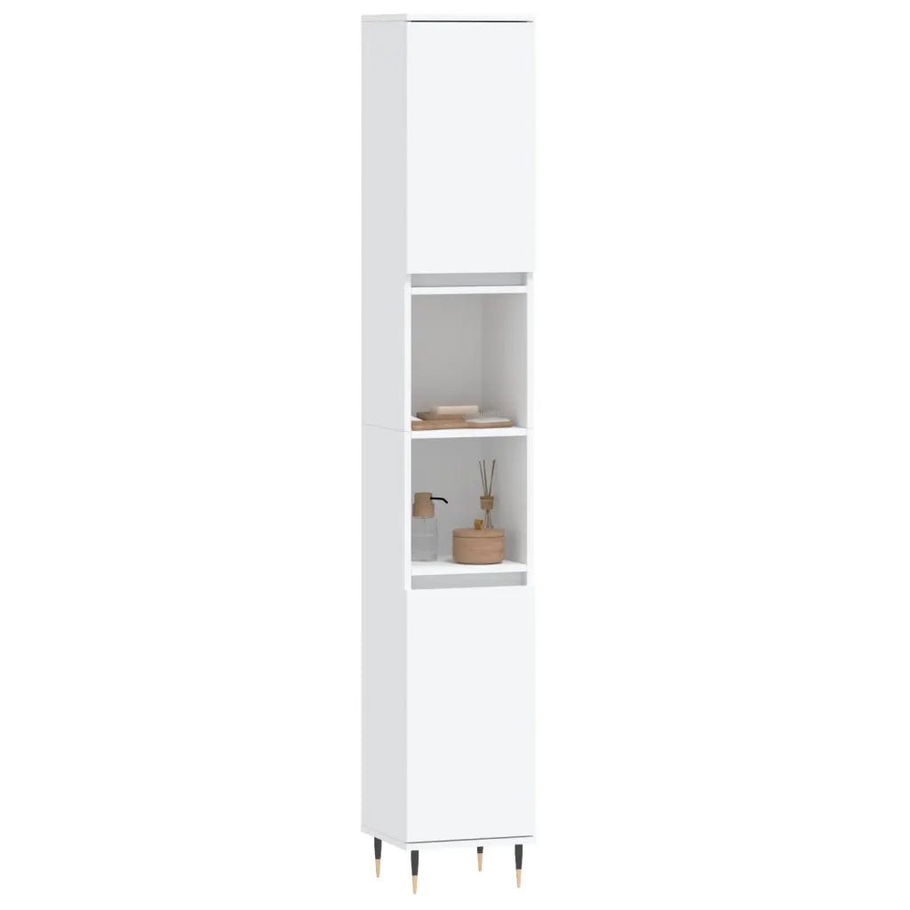 Armadietto da Bagno | Armadio da bagno Bianco 30x30x190 cm in Legno Multistrato