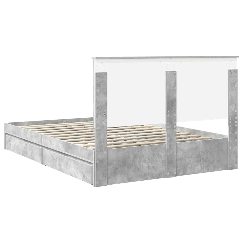 Letto con Contenitore con testiera Grigio cemento 150 x 200 cm 3409541