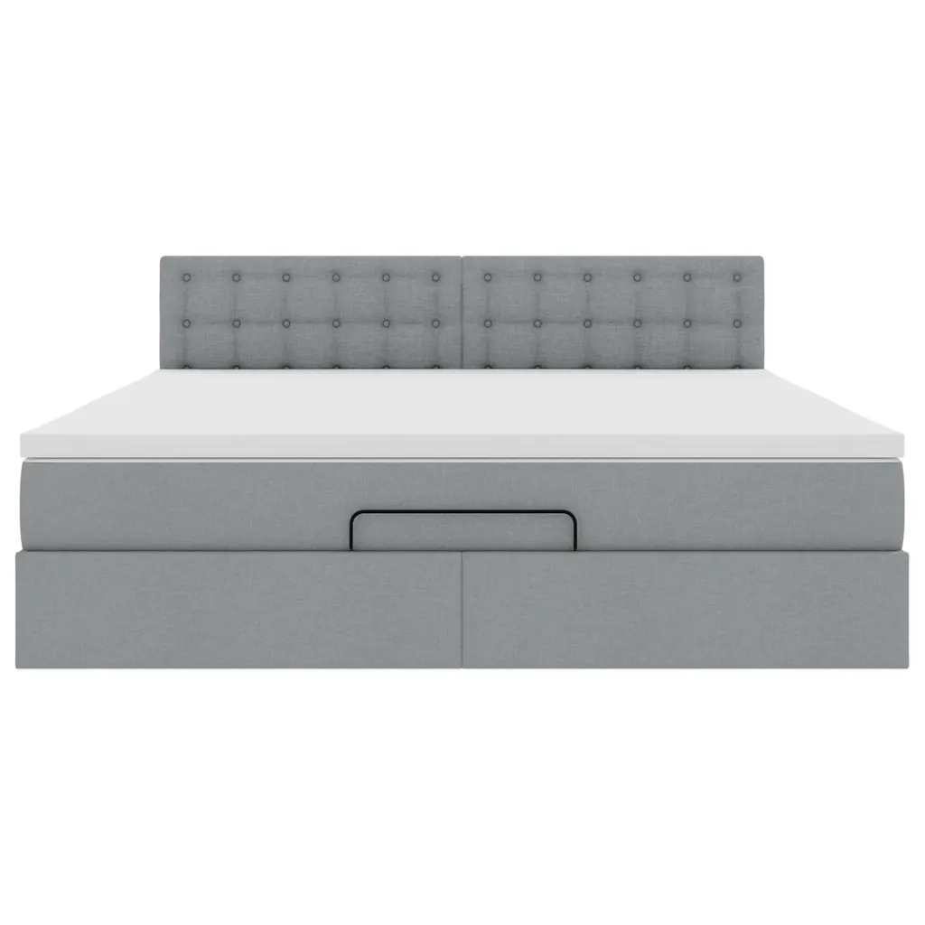 Pouf Letto con Materasso e LED Grigio Chiaro 180x200cm Tessuto 3312492