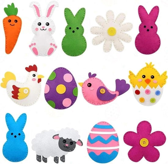 Set di cucito per bambini 14 pezzi - Kit di ricamo DIY con forme animali e accessori per ricamo