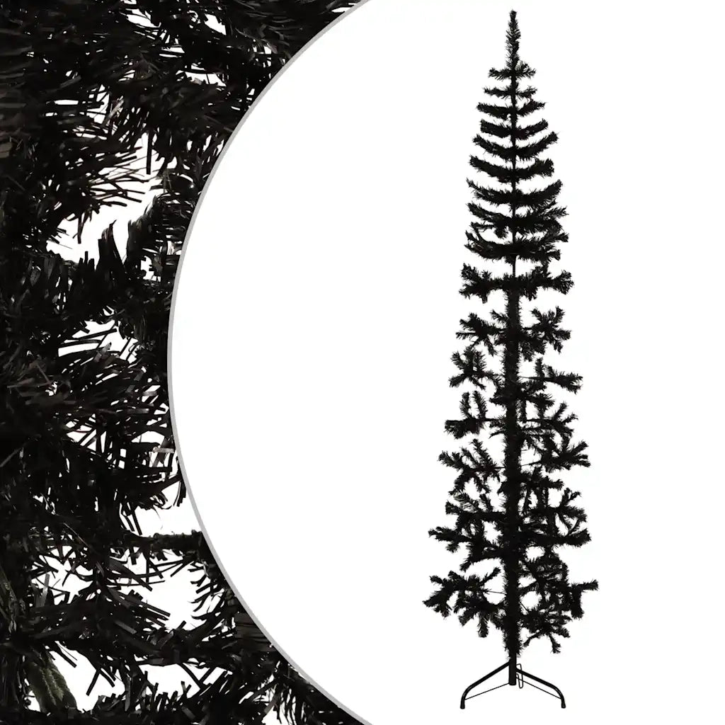 Albero Natale | Decorazioni natalizie Artificiale Sottile a Met¨¤ e Supporto Nero 180 cm
