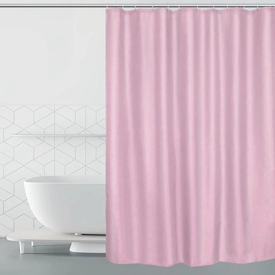 Douchegordino schiuma repellente, impermeabile, lavabile, tessuto in poliestere, douchegordino con 12 anelli, 180 x 200 cm, bianco (rosa)