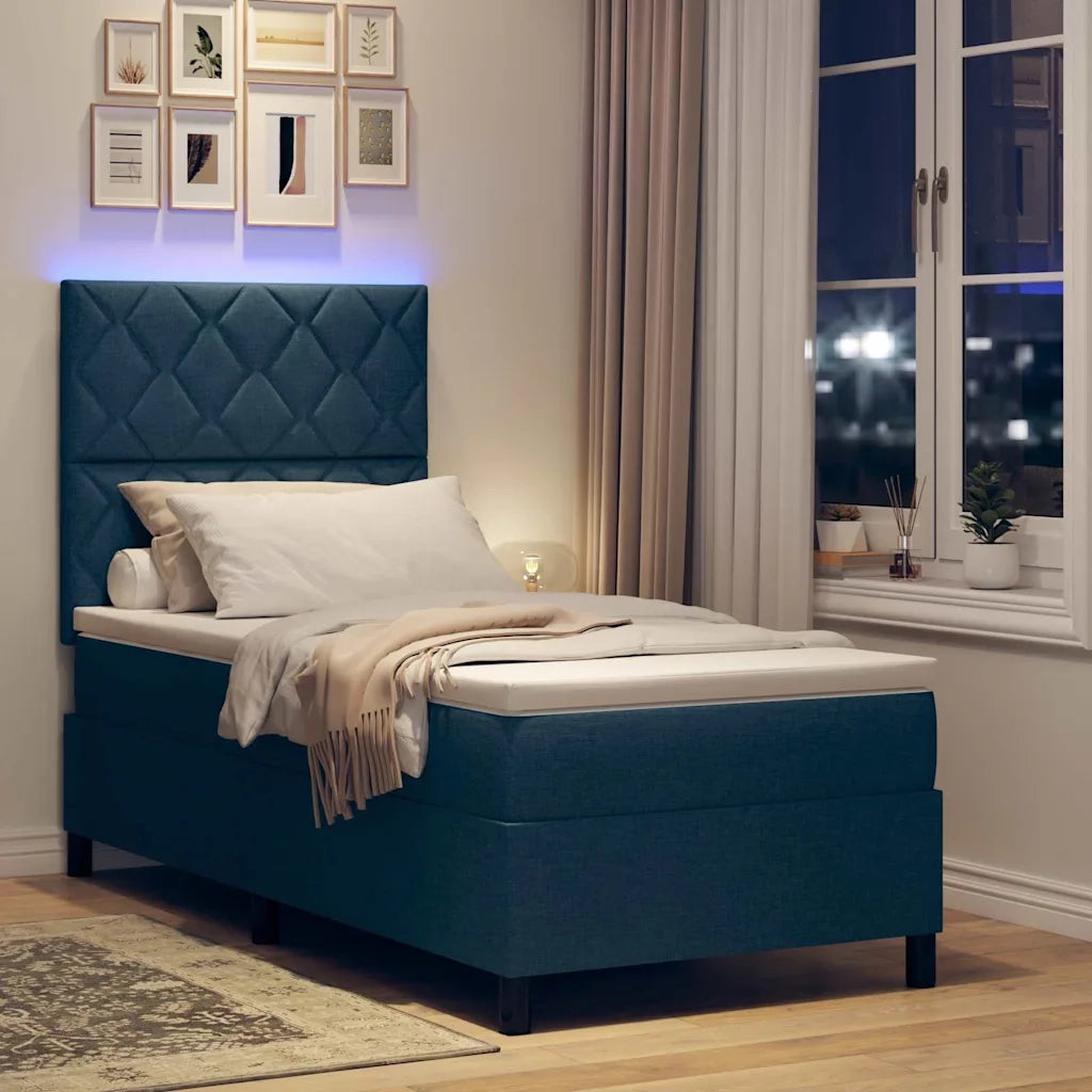 Letto a molle con materasso Blu 90 x 190 cm Tessuto 3342913