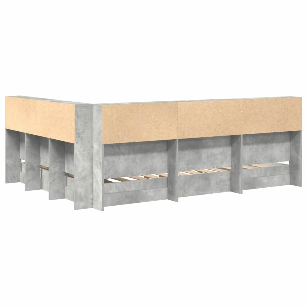 Letto Libreria Grigio cemento 140 x 200 cm Legno multistrato 3335731
