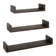 Set di 3 Mensole da Muro, Mensole Muro Design, Mensola da Parete, Rovere Scuro, 60x8 p15,5 cm, 50x8 p15,5 cm e 40x8 p15,5 cm - Calamita