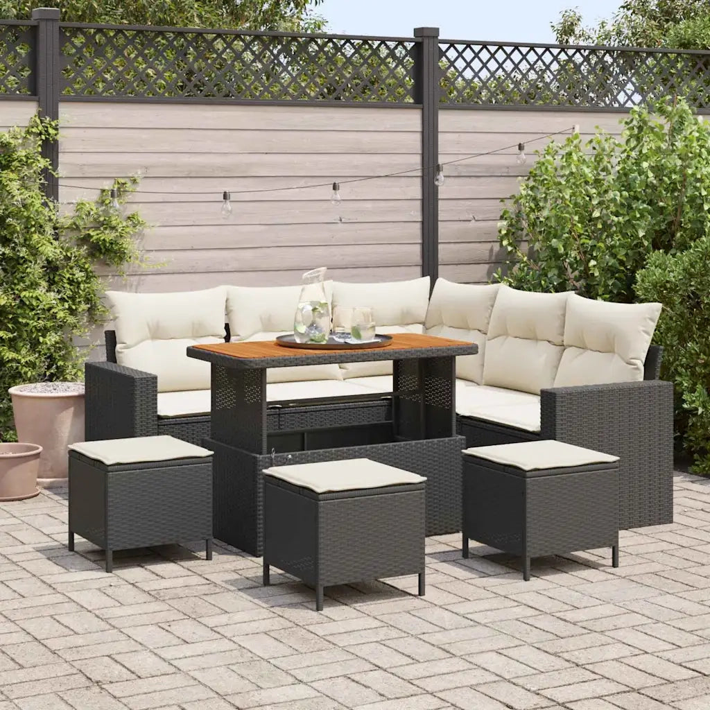 Set Divano da Giardino 10 pcs Nero e Crema polyrattan 3363570