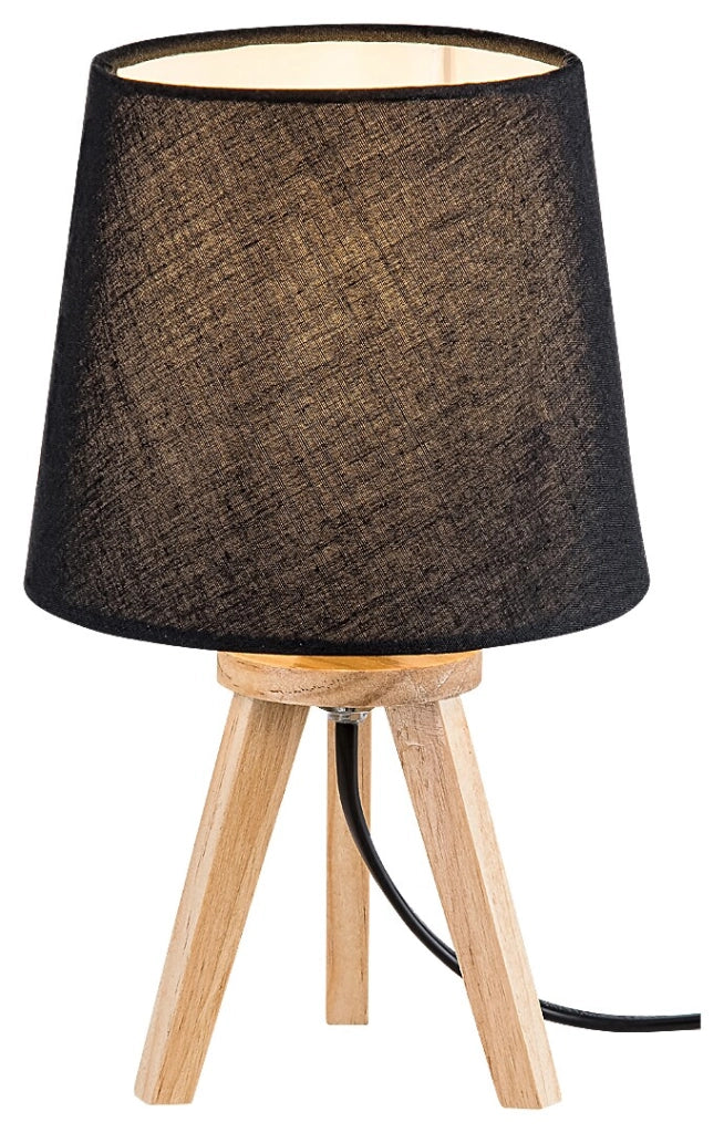 Lampada da comodino treppiede faggio nero E14 Rabalux