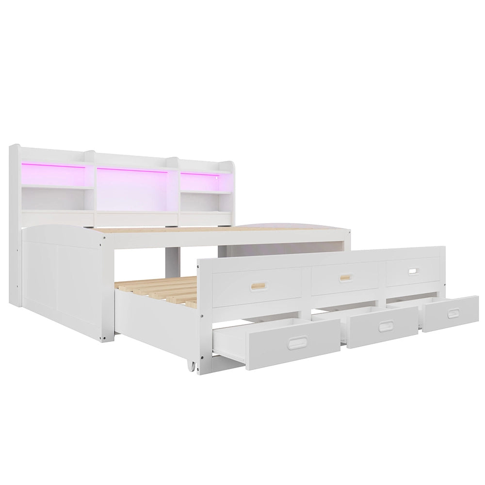 Daybed - Xylo - 140x200 cm LED USB 3 cassetti bianco
