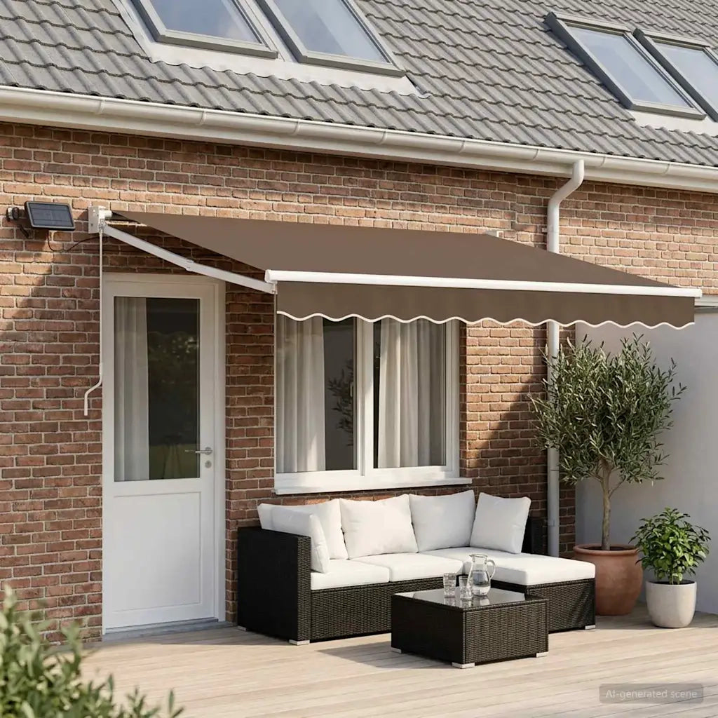 Tenda retrattile manuale con LED Tortora 3426062