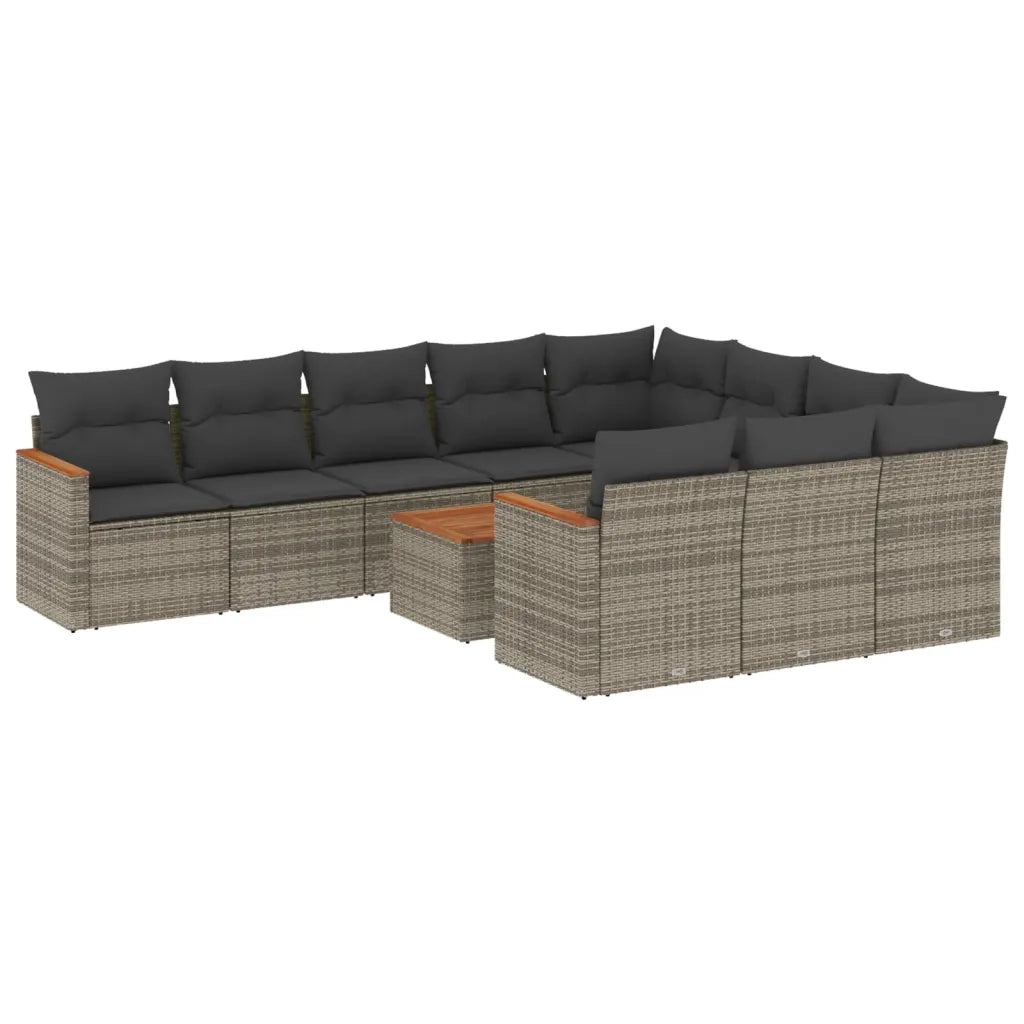 Set Divani da Giardino 11 pz con Cuscini in Polyrattan Grigio 3226347