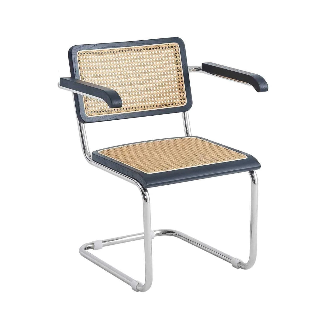LÚZETE - POLTRONA WEBSTER RETTO NERO RATTAN NATURALE