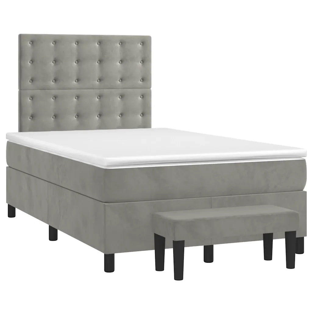 Giroletto a Molle con Materasso Grigio Chiaro 120x190cm Velluto 3270493