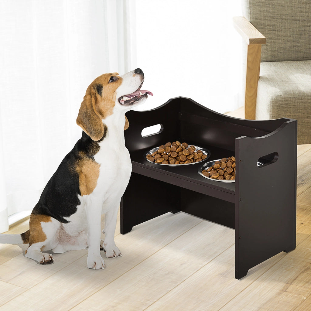 Ciotola per Cane Regolabile in Altezza con Supporto ¨C Minimal ¨C Acciaio Inox 2x2L