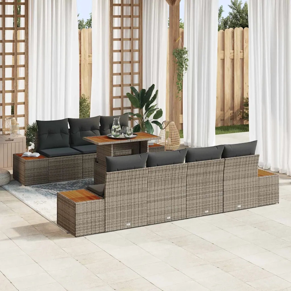 Set Divano da Giardino con cuscino 8 pcs Grigio Poly Rattan 3350041