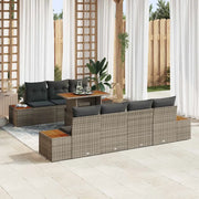 Set Divano da Giardino con cuscino 8 pcs Grigio Poly Rattan 3350041