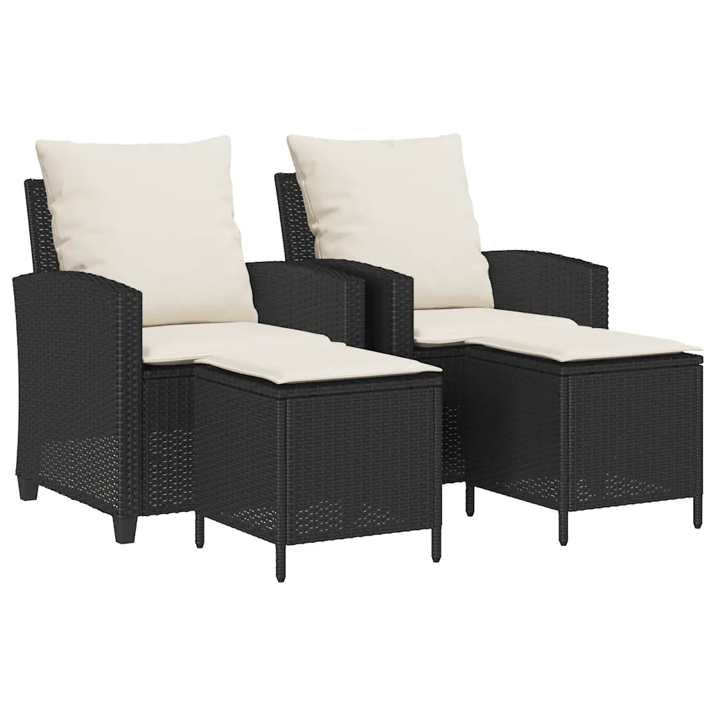 Set Divani da Giardino 4 pz con Cuscini Nero in Polyrattan 4103863