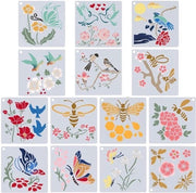 Disegni di Fiori di Farfalla e Api per Stencil - Modello Estate - Stencil in Plastica Riciclabile - Arte DIY - Adatto per Parete in Legno - Decorazione - Pianta di Estate - Farfalla e Api - Vernici Spray - 14 Stili - Pittura su - Parete.