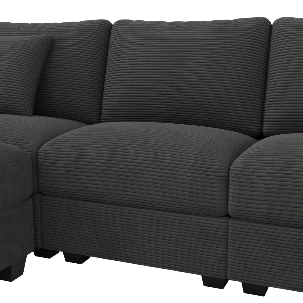 Sistema modulare divano angolare con funzione letto - Zephmum- USB e supporto smartphone, Grigio