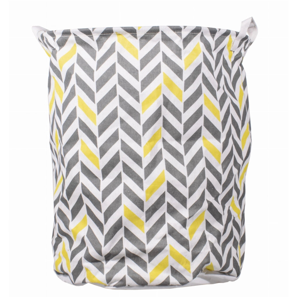 Cesto portabiancheria pieghevole Zig Zag giallo e grigio