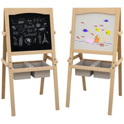 Cavalletto per Bambini 3 in 1 ¨C Xylo ¨C Legno Naturale Bianco con Lavagna 58x50,5x109 cm