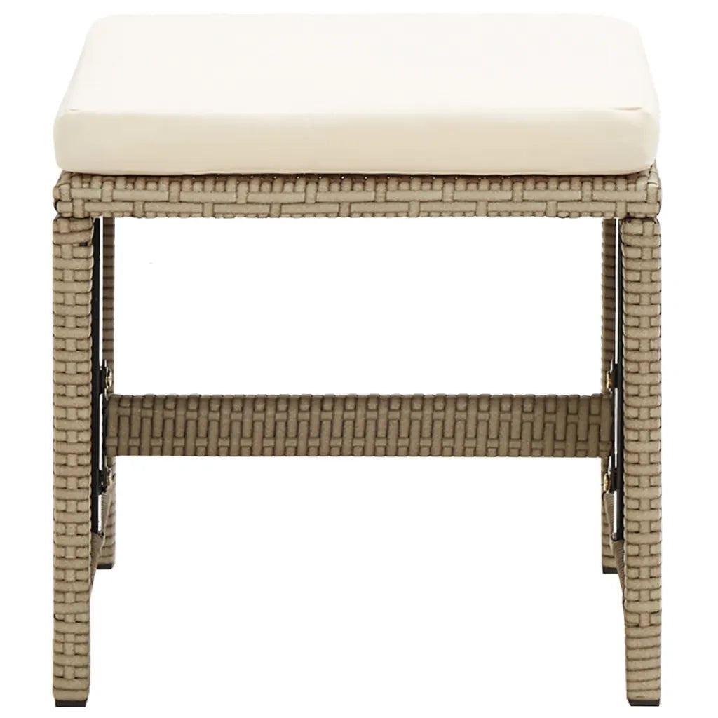 Sgabelli da Giardino 4 pz con Cuscini in Polyrattan Beige CFW1146592