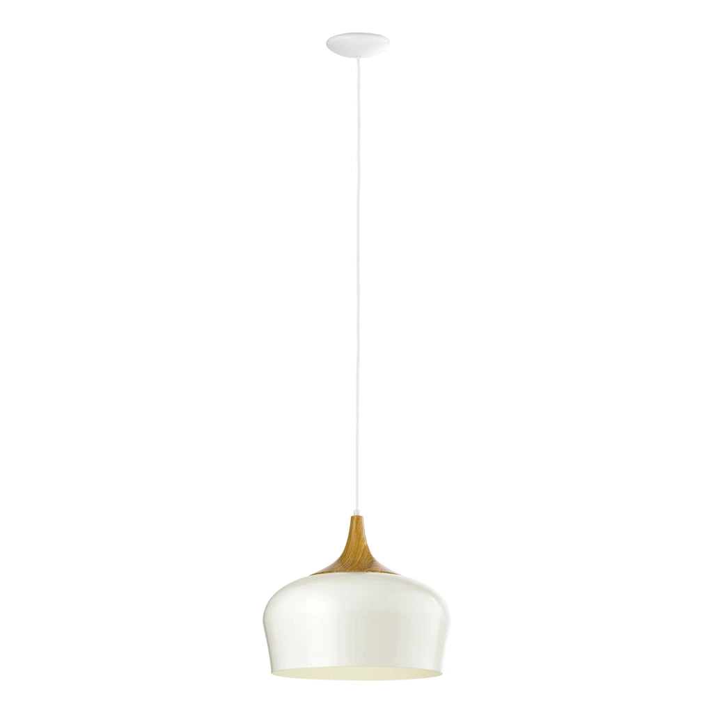 Lampadario A Sospensione Minimal Obregon Acciaio Crema 1 Luce E27