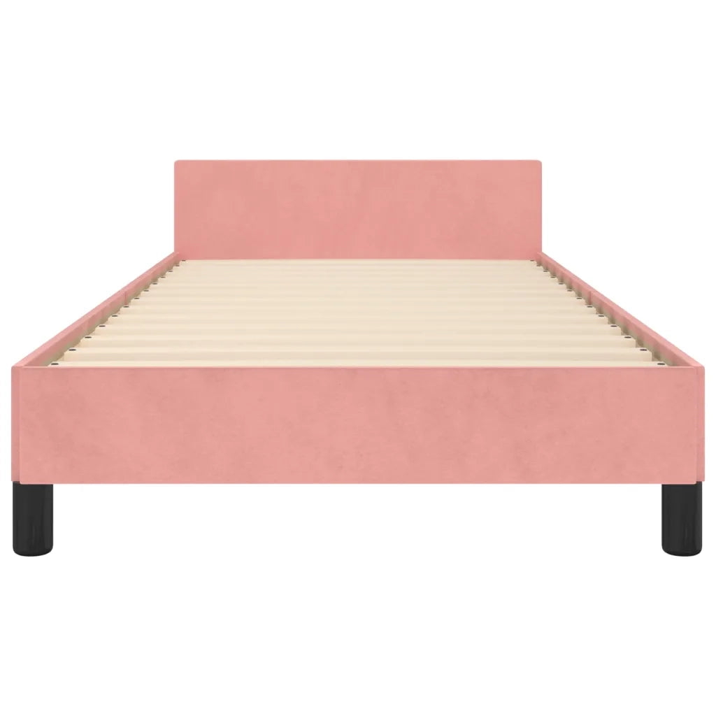 Giroletto con Testiera-Letto con Testiera Rosa 90x200 cm in Velluto 212120