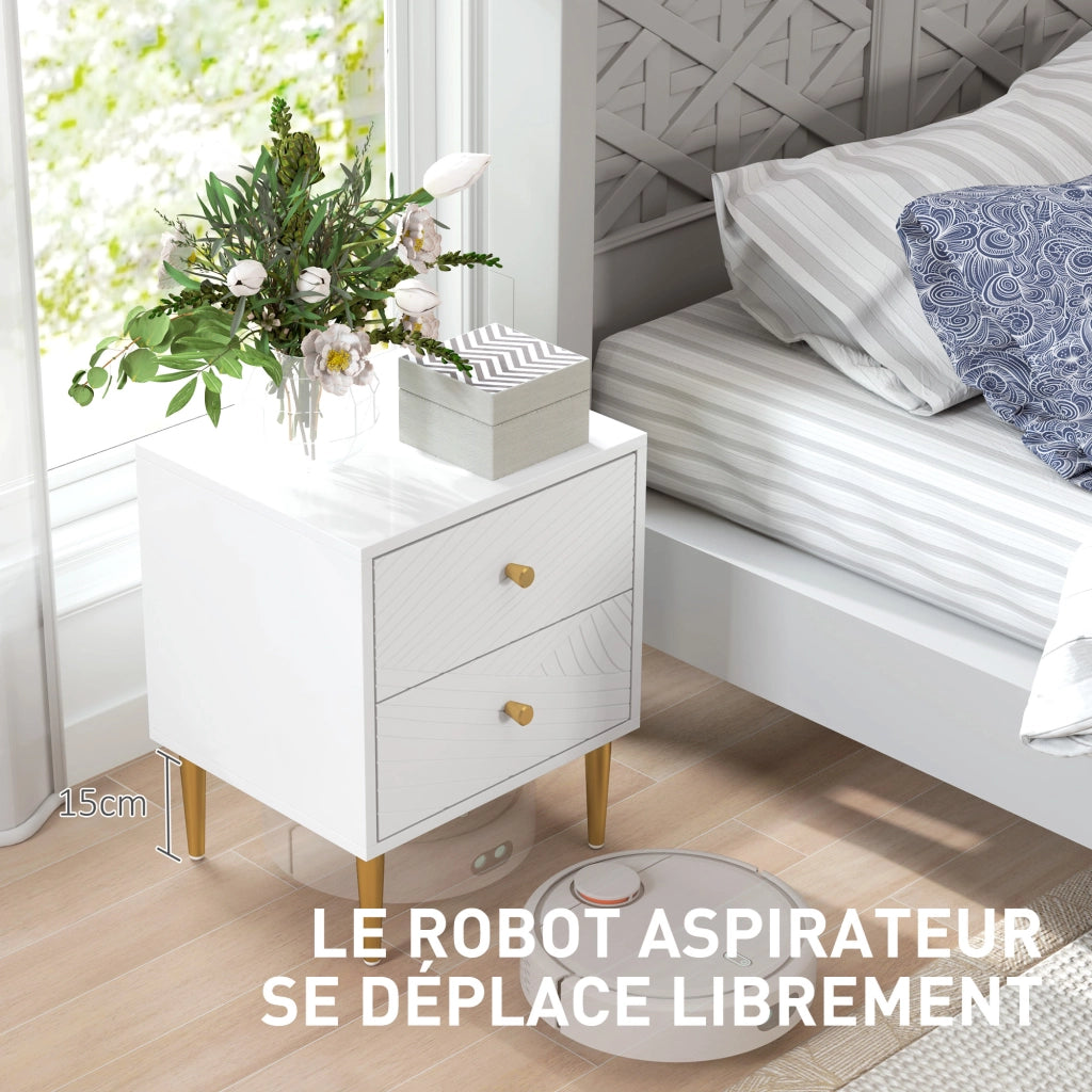 Comodino con 2 cassetti ¨C Minimal ¨C bianco 40x35x50 cm