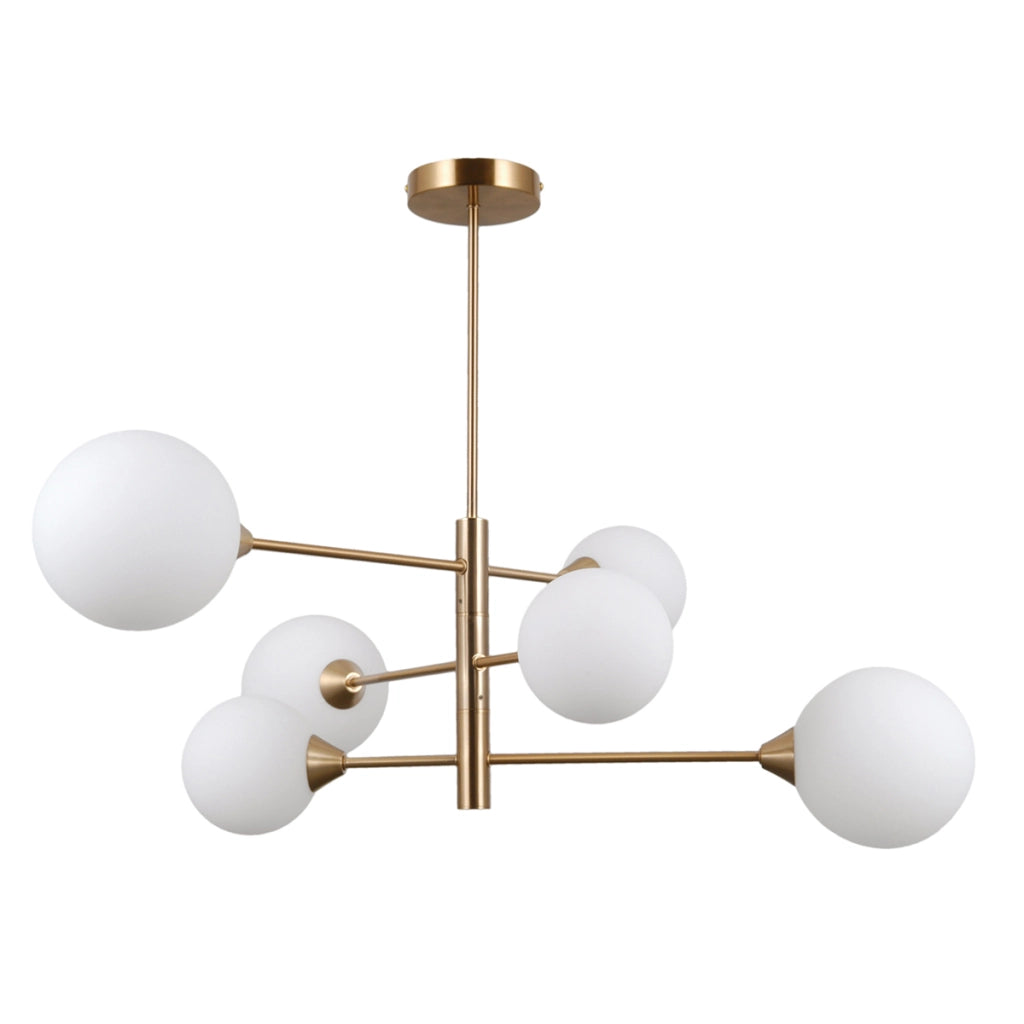 Plafoniera moderna ottone miele 6xG9 sfere bianche Evora
