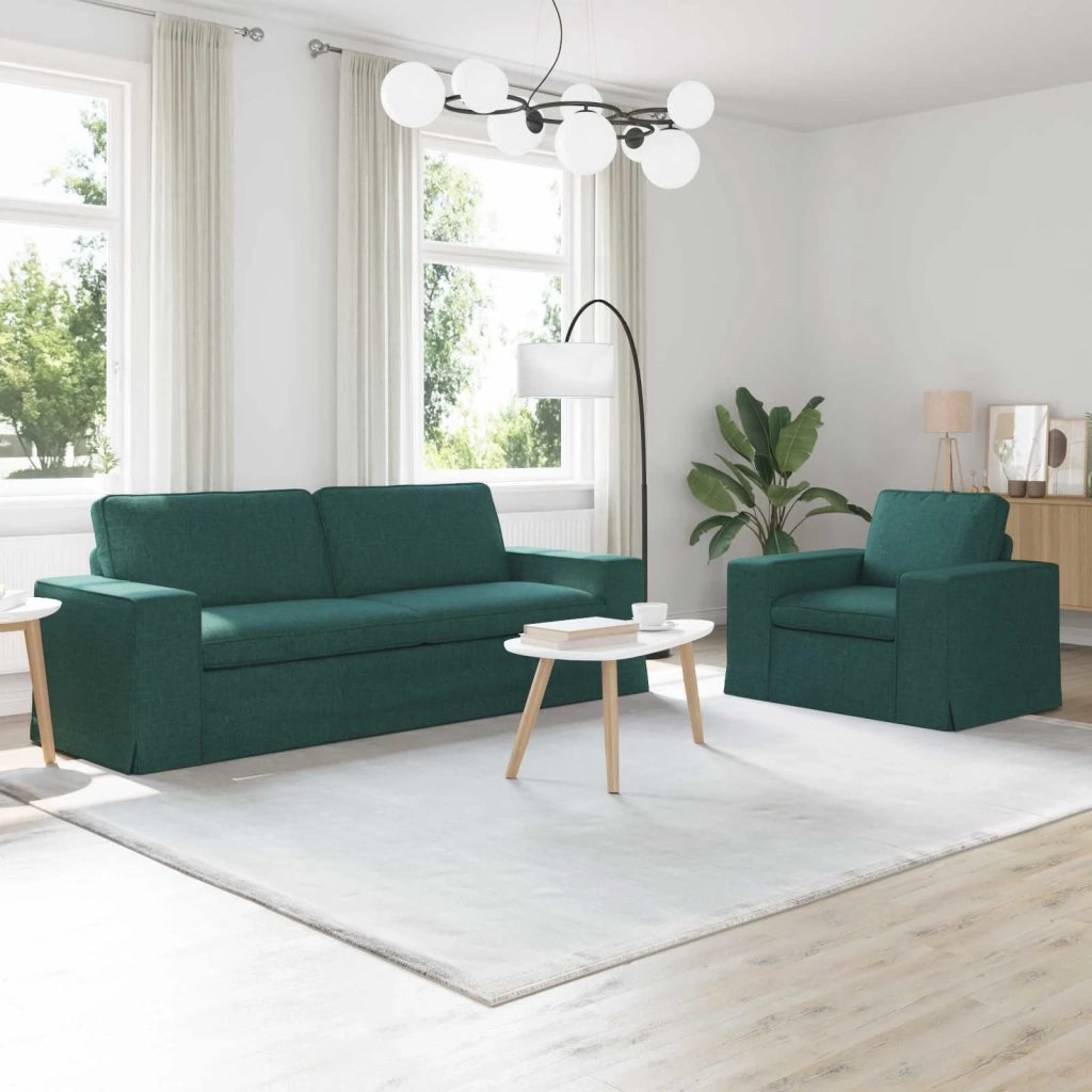 Set di divani 2 pcs Verde Scuro 222 x 80 x 82 cm Tessuto 3407591