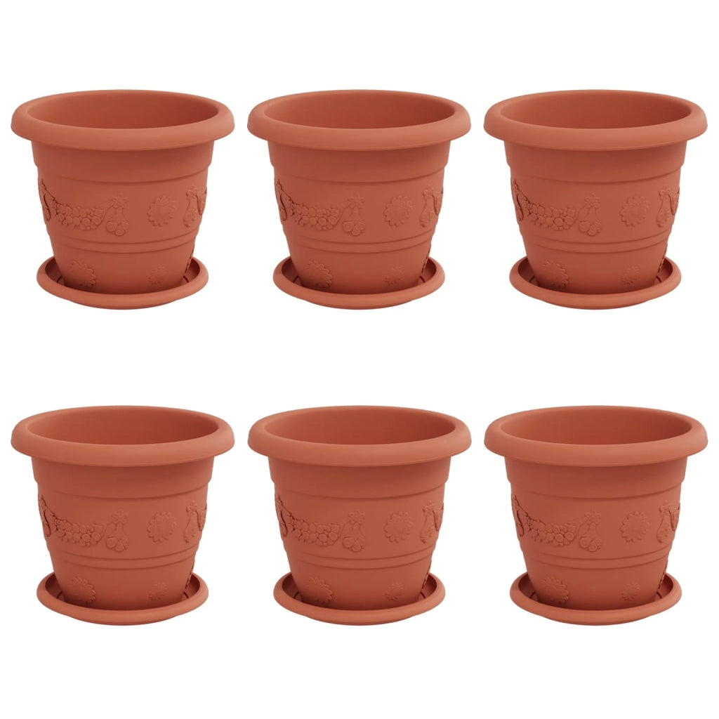 Vasi per Piante 6 pcs Rosso Mattone Ø 22 x 18 cm Plastica 3403270