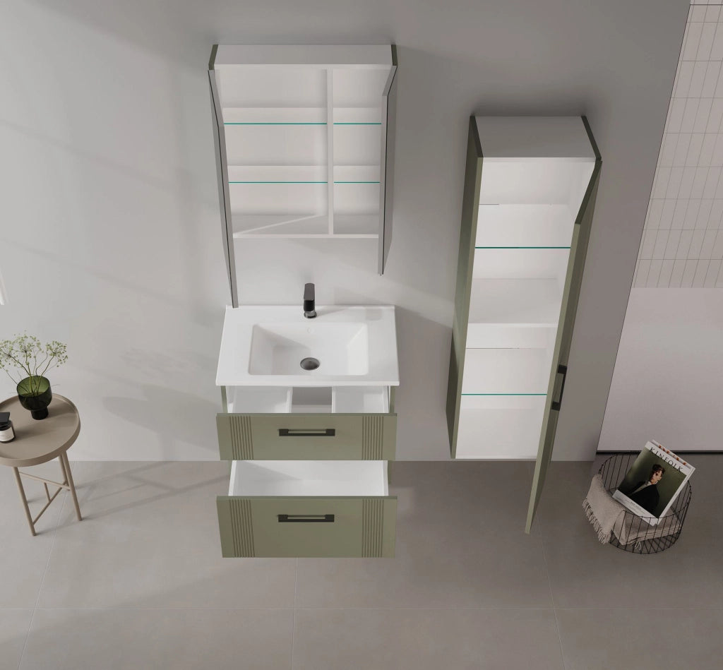 Mobile da bagno "Bari 40" - 40 x 32 x 138 cm - Verde opaco