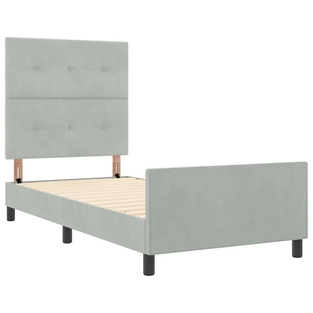 Letto a molle con testiera Grigio chiaro 80 x 200 cm Velluto