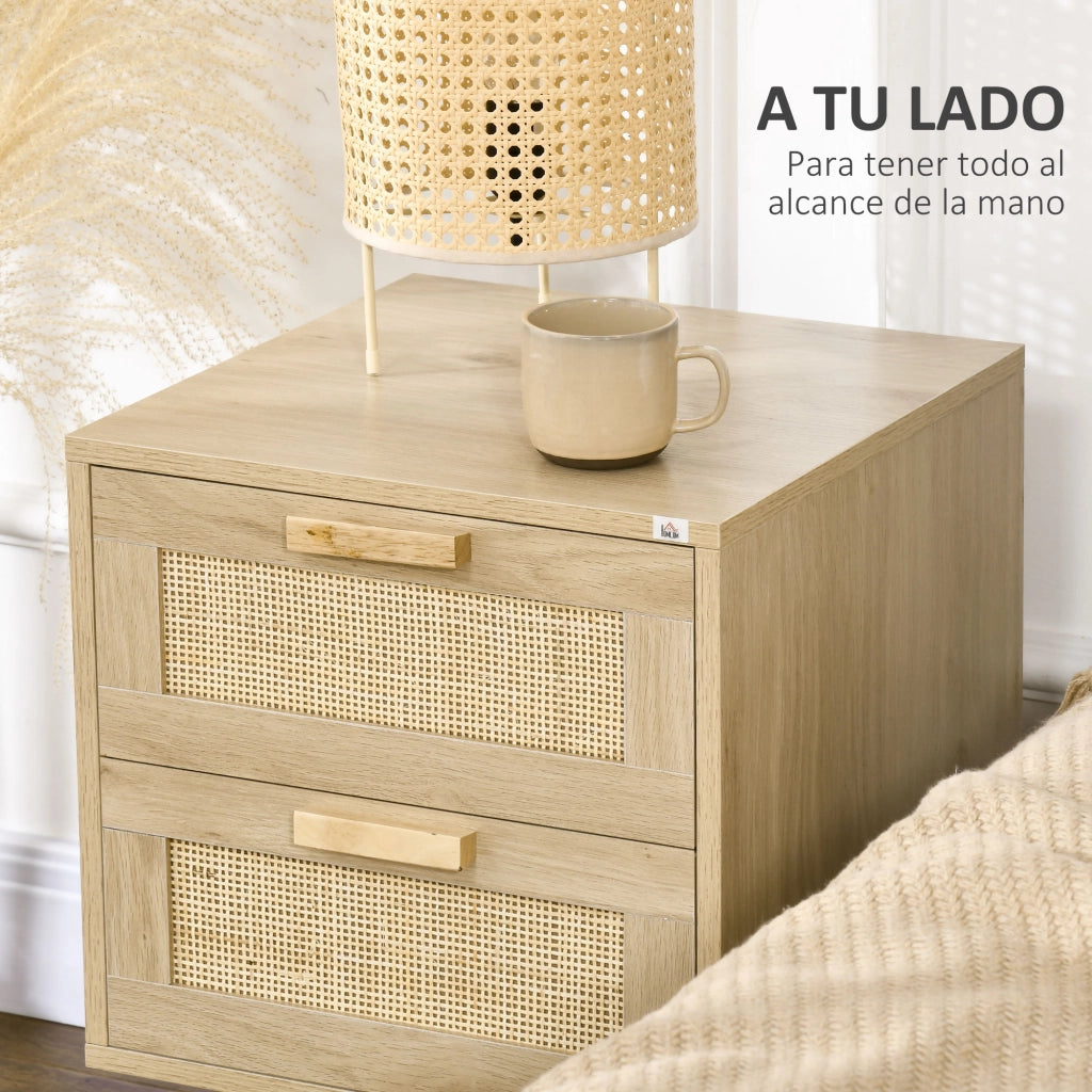 Comodino con 2 cassetti e gambe in legno ¨C Minimal ¨C 40x40x56 cm naturale