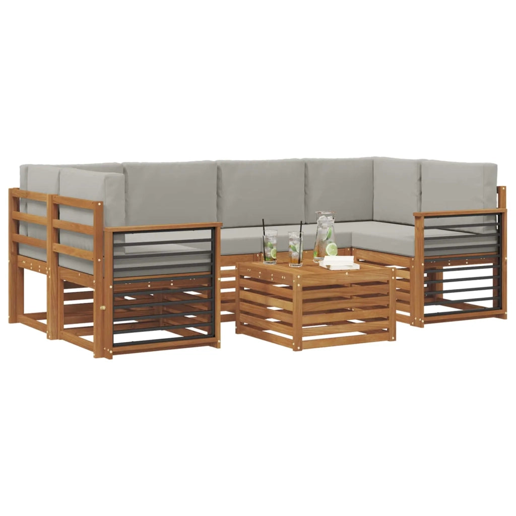 Set di divani da esterno 7 pcs Grigio Naturale e Chiaro 3374461