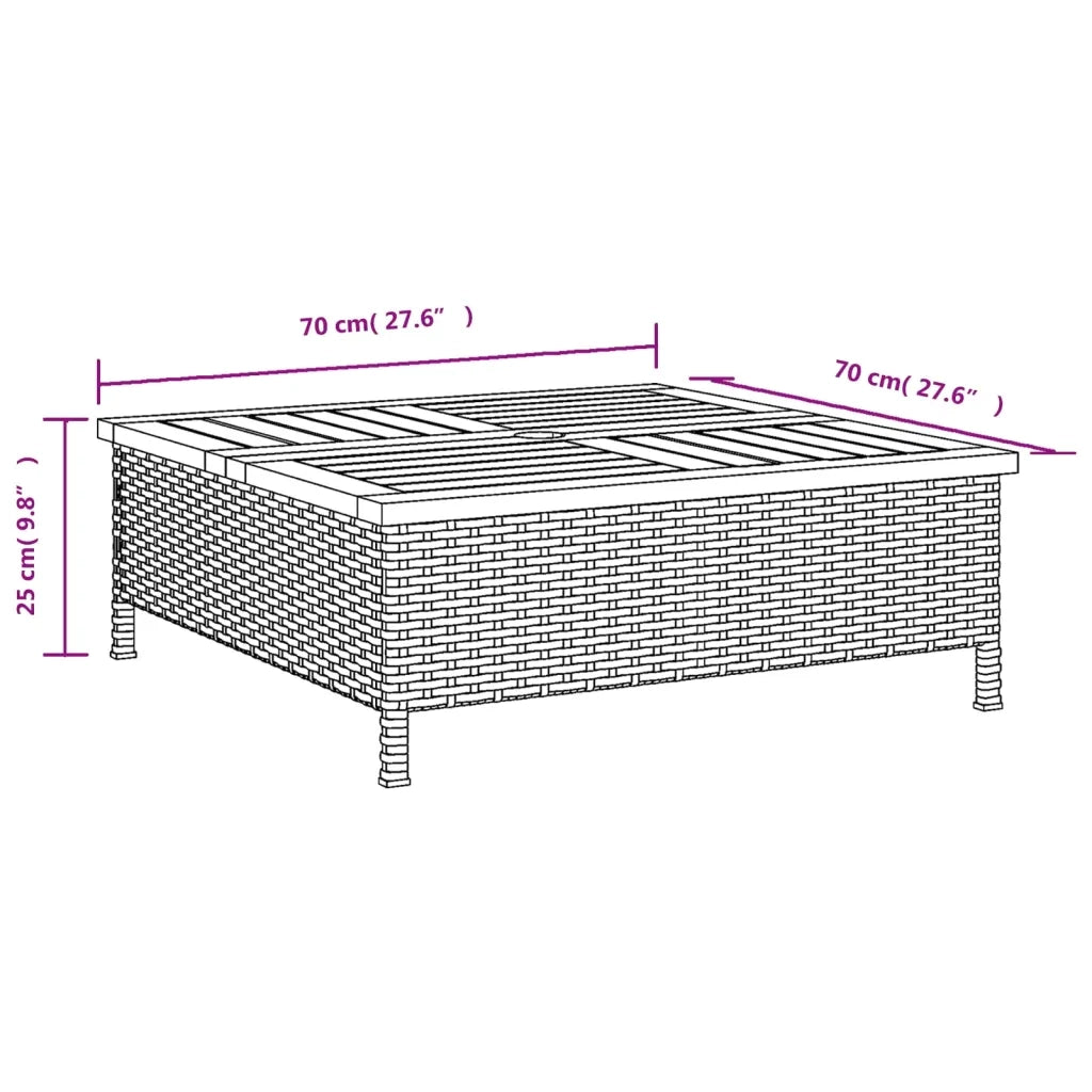 Copertura Base Ombrellone-Supporto per ombrellone Grigia 70x70x25cm Polyrattan e Acacia