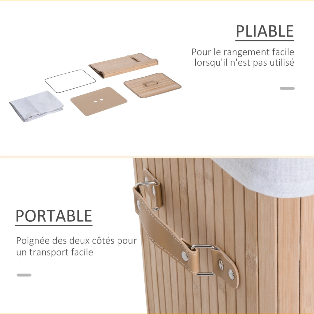 Cestino per biancheria in bamb¨´ ¨C zephmum ¨C beige 40x30x60 cm