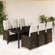 Set Bistrò da Giardino 7 pz con Cuscini in Polyrattan Marrone 3277069