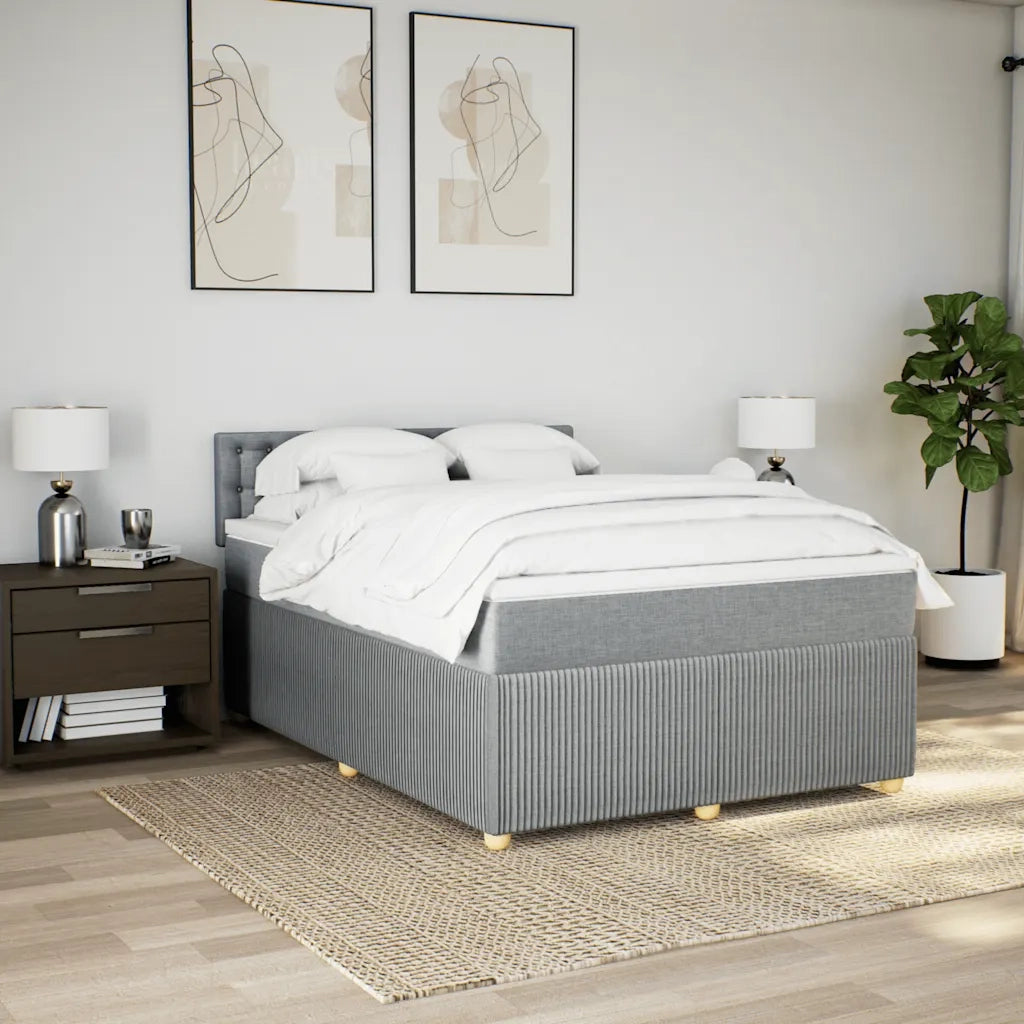 Giroletto a Molle con Materasso Grigio Chiaro 140x200cm Tessuto