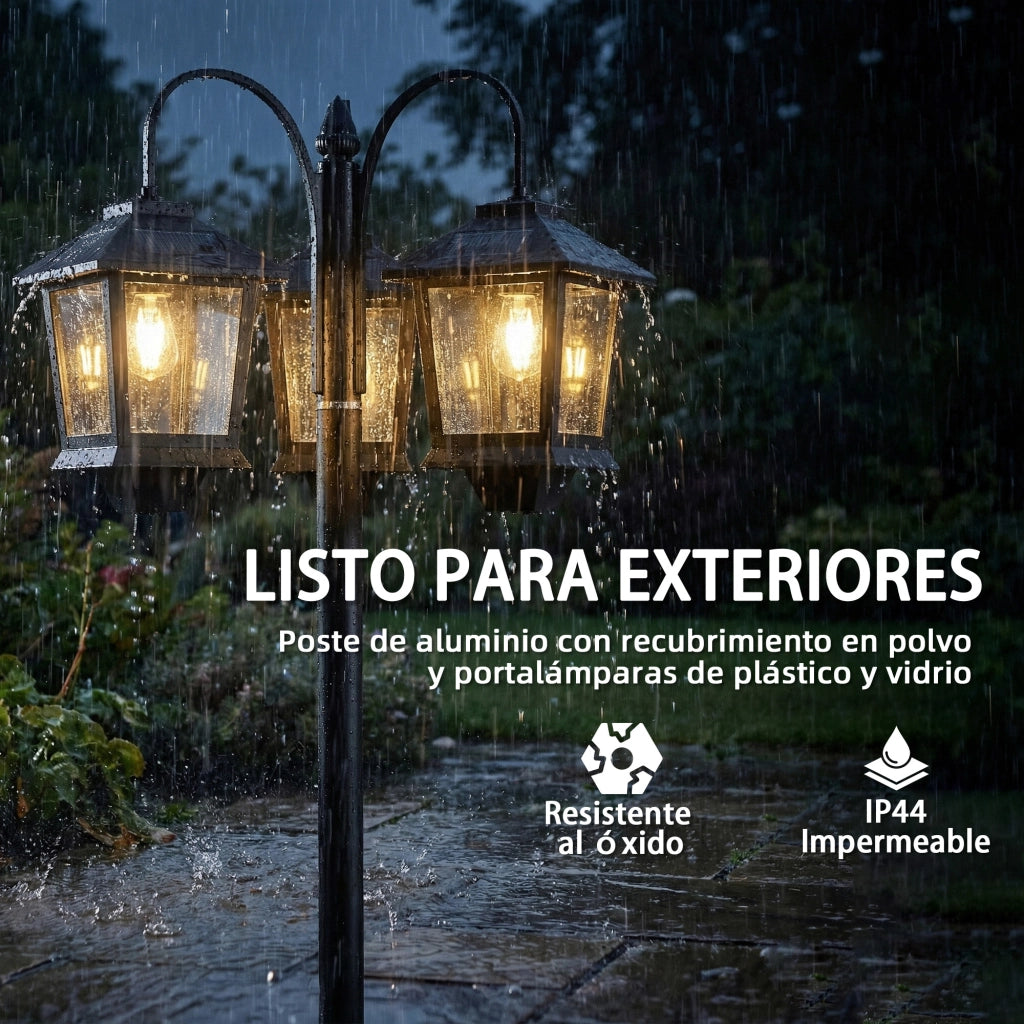 Lampada Solare da Esterno con 3 Luci ¨C Minimal ¨C Nero 40x34.5x188 cm