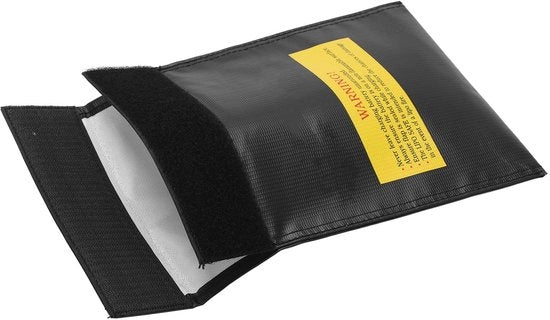 Tas per la Stoccaggio di Batterie Lipo - Resistente al Calore - Sicuro contro l'Incendio - Nero - Antiradiazione - Per Batterie Lipo - Adatto per Volo...