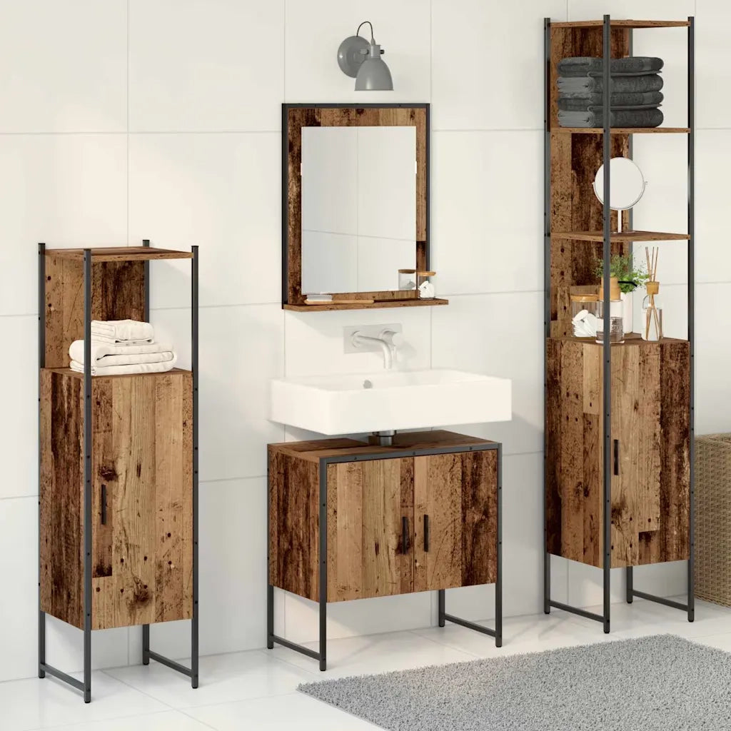Set di mobili per il bagno 4 pcs Marrone 33 x 33 x 185.5 cm 3334409