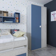 Armadio 2 ante 90x52x223 colore bianco consumato celeste