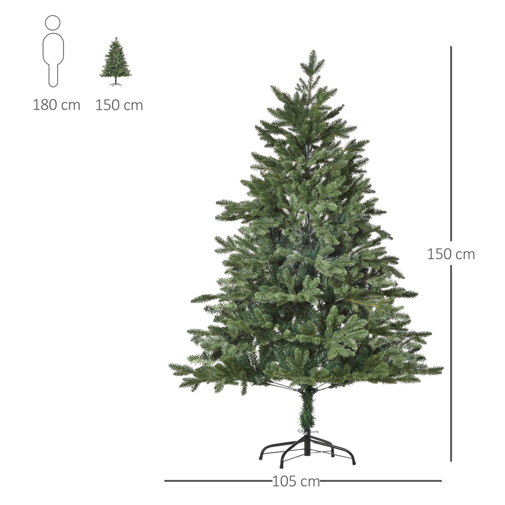Albero di Natale Artificiale 150 cm ¨C Minimal ¨C 444 Punte, Resistente al Fuoco, Con Base in Metallo