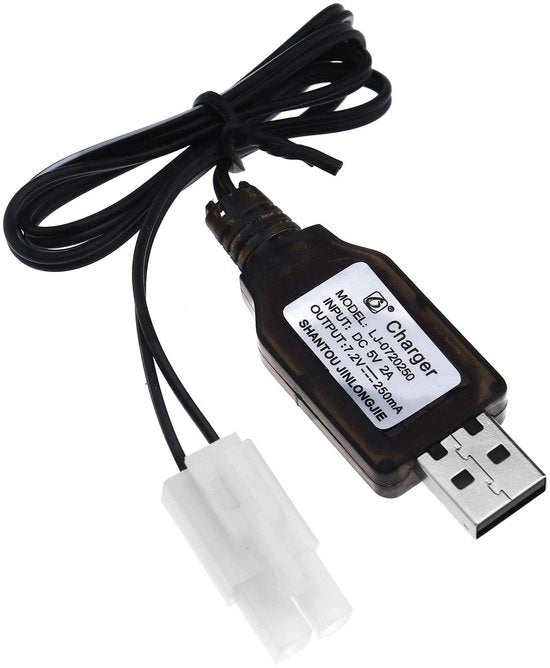 Cavo di ricarica USB per auto a controllo remoto - Ricarica batteria 7.2V - Adatto per Ni-MH Ni-CD - Lunghezza del cavo 60 cm - Per dispositivi a distanza - Modello Idea