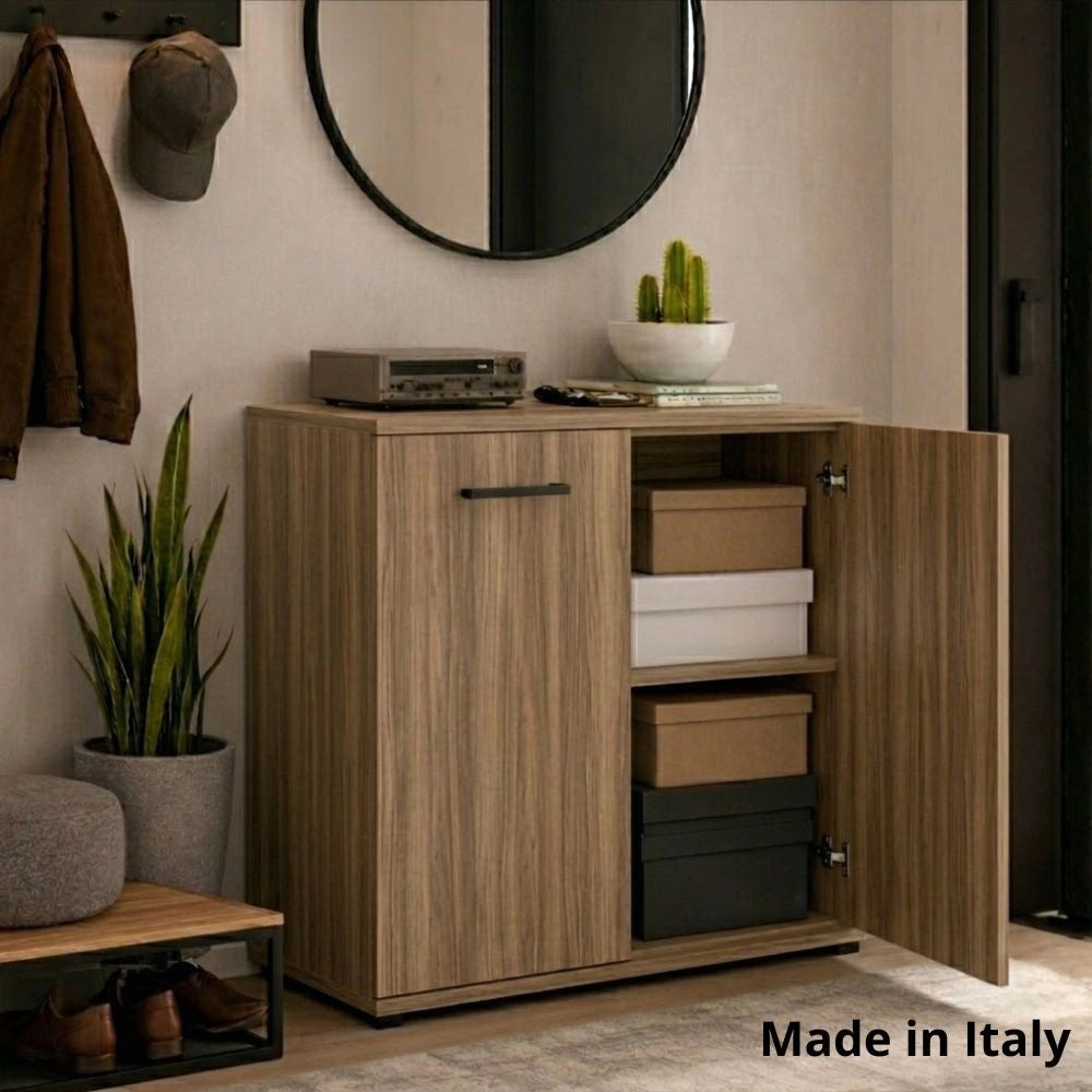 Mobile multiuso 90x45x80 ingresso e ufficio Mini Viareggio colore noce naturale