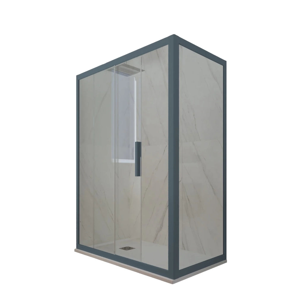 Box doccia scorrevole 75x160 CM H 200 Vetro Trasparente Profilo Blu Navy mod. Deco Duo