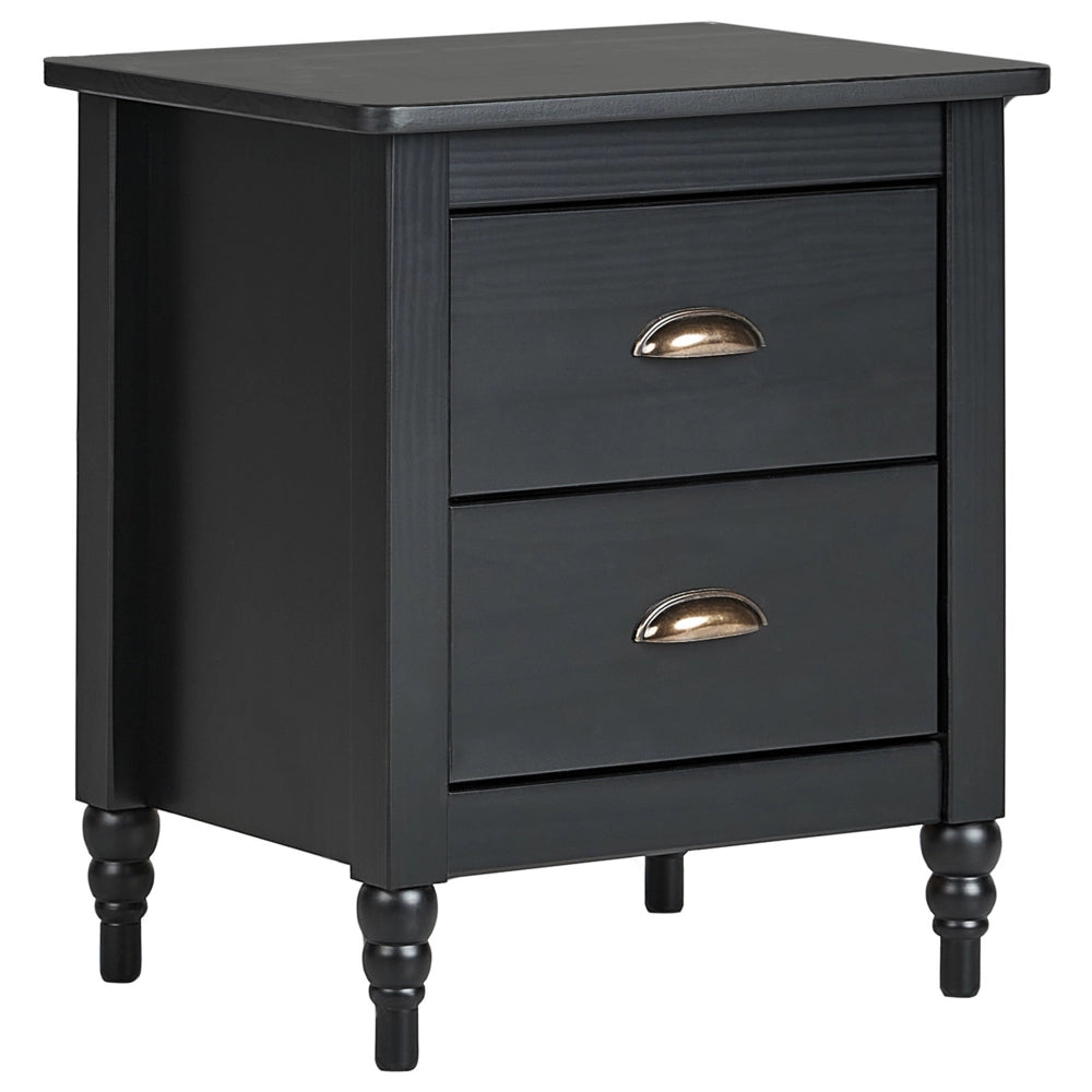 Comodino Armadietto nero 2 cassetti Retro